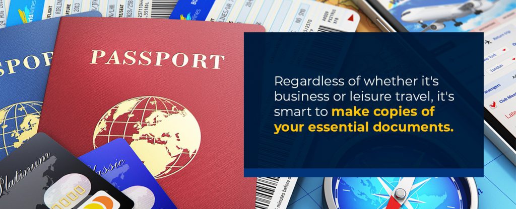 Inter-Con Security business travel safety tips - make copies of your essential documents - picture of passports