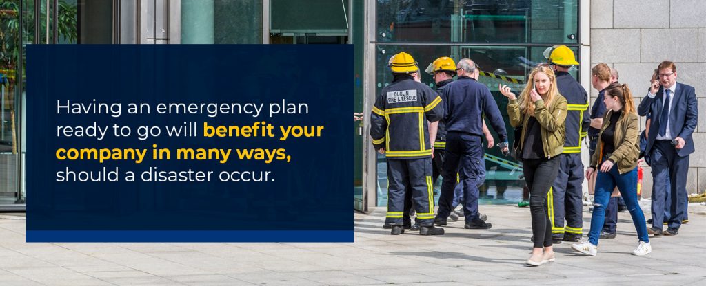 business emergency plan - having an emergency plan will benefit your company - firefighters and people outside of building