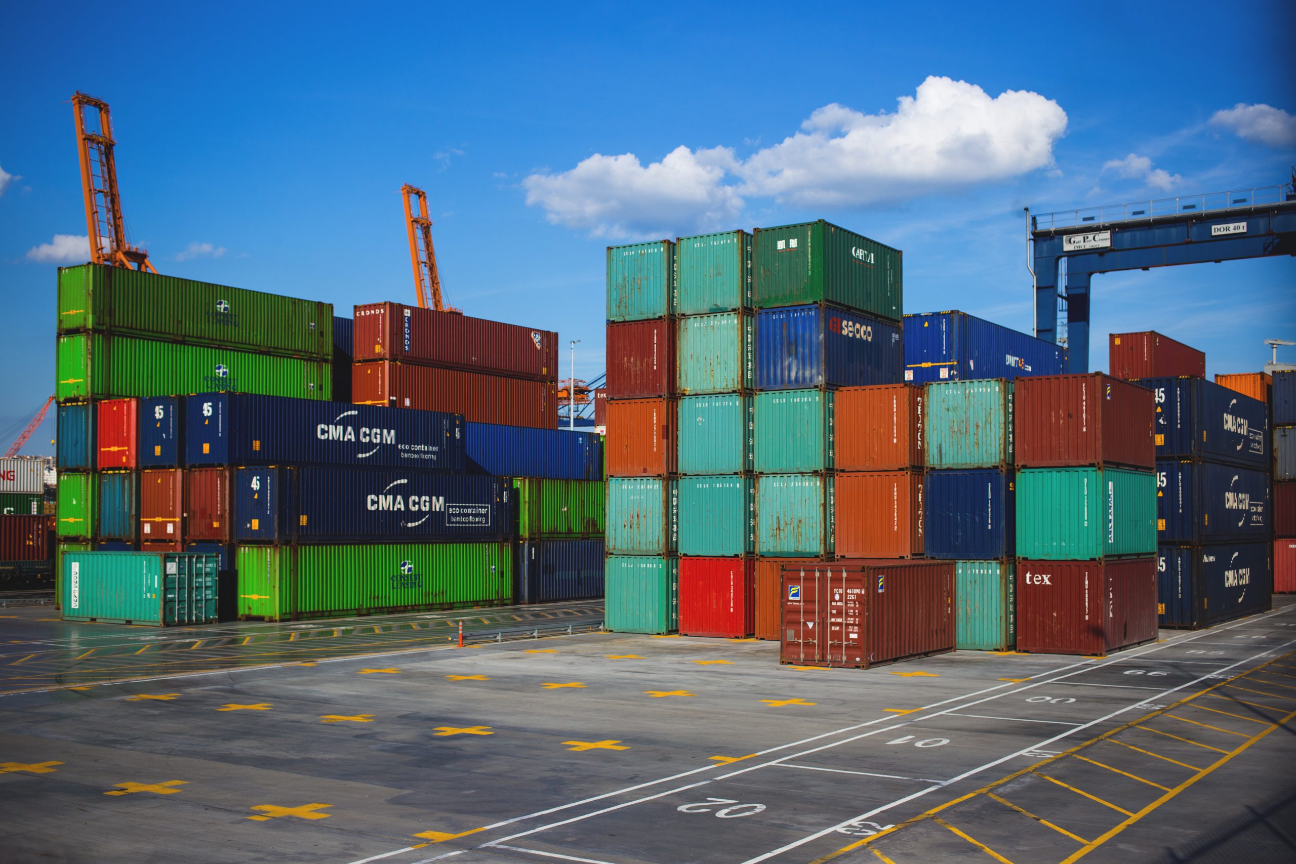 freight containers sitting on dock